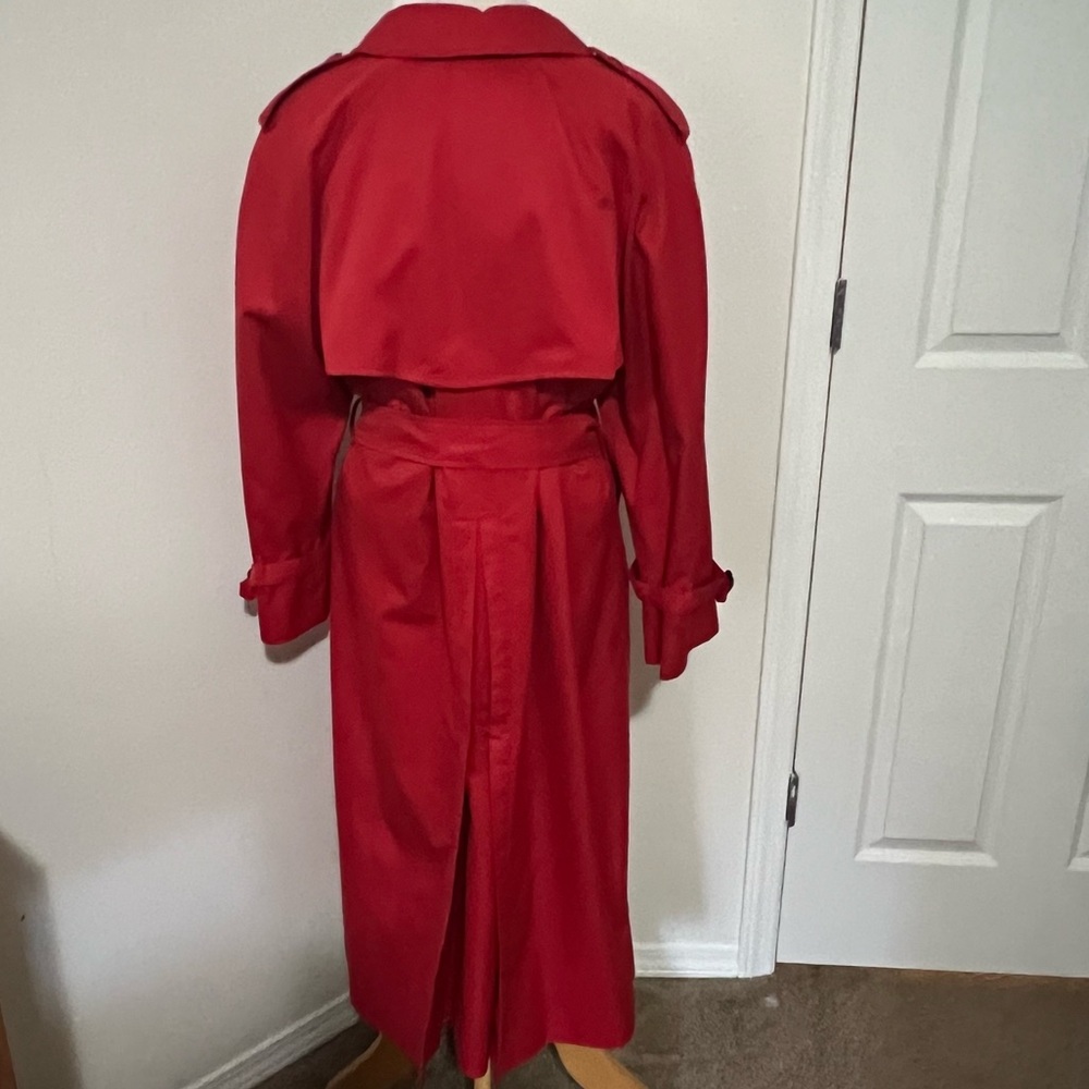 BURBERRYS' VINTAGE AUTHENTIC Red Trench Coat 10L Double Breasted Nova Check EUC - Picture 3 of 12